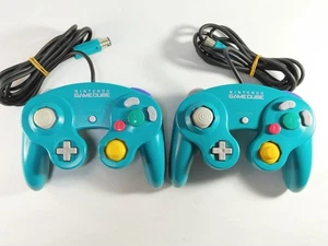 "Controlador Nintendo GameCube Azul Esmeralda Lote de 2 DOL-003 Japón" - Imagen 1 de 2
