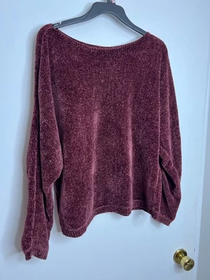 Suéter A New Day Mujer Chenille Texturizado LS Cuello Redondo Borgoña Grande Foto 1 de 4