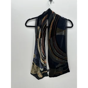 Frank Lloyd Wright Scarf Velvet Burnout Dark Rayon Silk Sheer Geometric Artsy - Picture 1 of 6