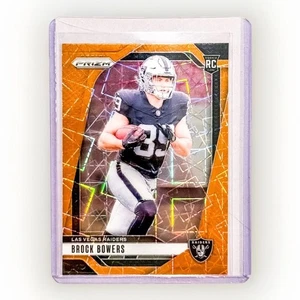 2024 Prizm Brock Bowers Orange Cracked Ice RC Raiders Rookie SP SSP - Picture 1 of 2