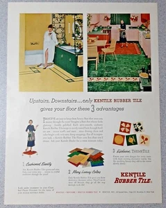1951 Kentile Vintage Print Ad Rubber Tile Kitchen Bath Flooring Custom Colorful - Picture 1 of 1