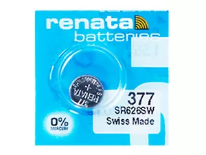 Renata 377 Pila Batteria Orologio Mercury Free Silver Oxide SR626SW Swiss 1.55V - Imagen 1 de 1