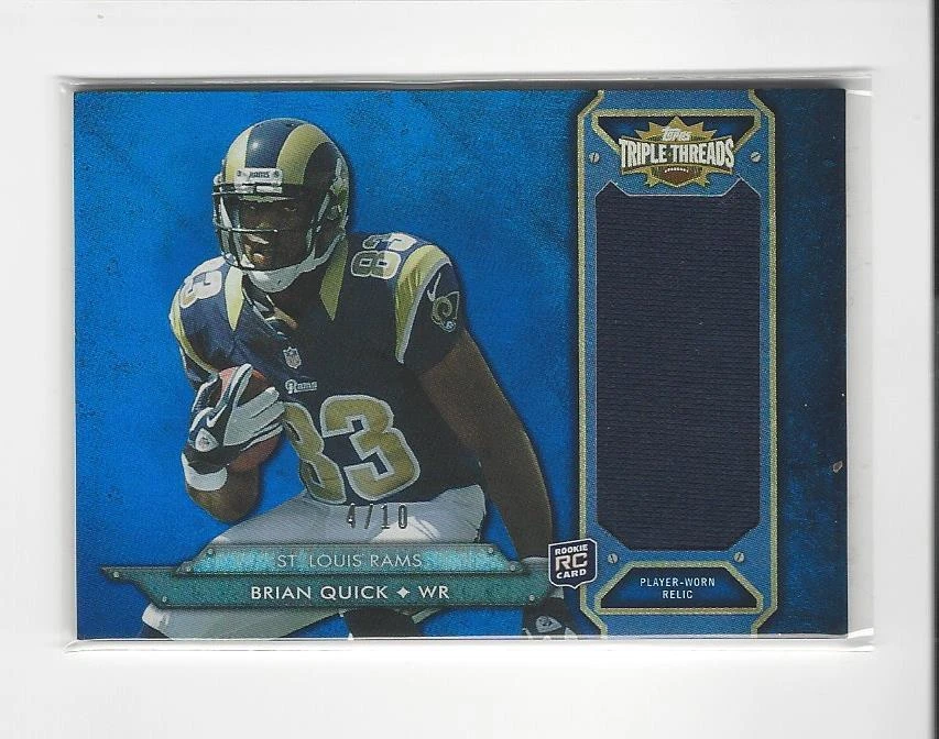 2012 Topps Triple Threads Sapphire Brian Quick Rookie JERSEY Rams 04/10 - Image 1 of 1
