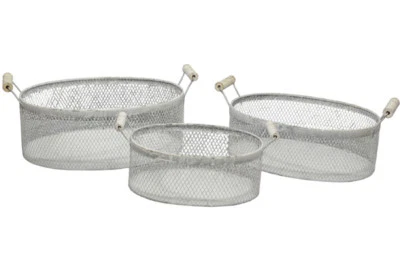 Drahtkorb S3 Shabby Tablett Landhaus weiß Dekokorb Korb *NEU* 3 Größen Schale - Bild 1 von 3