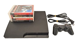 Playstation 3 PS3 Slim Modell CECH-3004B Konsole 320GB Speicher + 5 Spiele - Picture 1 of 10
