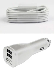 DUAL Fast Car Charger 2.0A + Charging Cable For iPhone 5 6 7 8 Plus X XR  - Picture 1 of 3