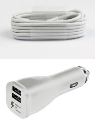 DUAL Fast Car Charger 2.0A + Charging Cable For iPhone 5 6 7 8 Plus X XR  - Image 1 of 3
