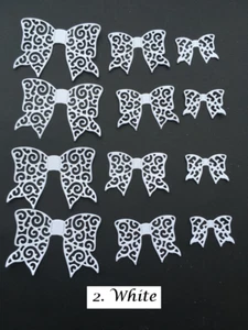 Lace Bow Die Cuts - 3 Sizes (4 of each) in Sets of 12 Various Colours - Picture 1 of 17