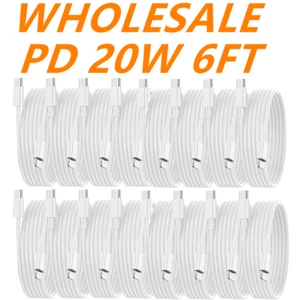 WHOLESALE 20W USB-C to iPhone Cable PD Fast Charger Type C Cord For iPhone 13 12 - Picture 1 of 14
