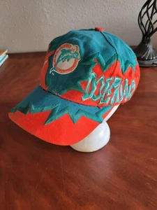MIAMI DOLPHINS Vintage 90s Drew Pearson Jagged Edge Shockwave Snapback Hat Rare - Picture 1 of 11