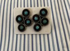 Vintage Zuni Sterling Silver Turquoise Shadow Box Post Earrings