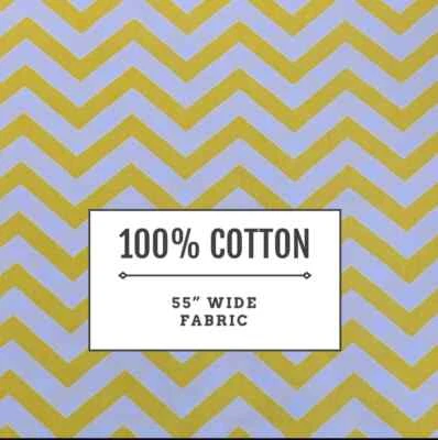 60” Width 100% Cotton Yellow and White Chevron Fabric 1 Yard Piece Quilting - Image 1 of 3