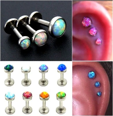Opales Dreifaches Labret-Piercing Für Tragus Vordere Helix Knorpel / - Bild 1 von 4