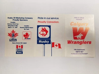 Calgary Wrangers 1986/87 WHL Minor Hockey Pocket Scheduke - Husky (RK) - Image 1 of 2