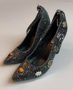 Cape Robbin Black Sparkle & Pin Ankle Strap Heels Size 11 - Picture 1 of 9