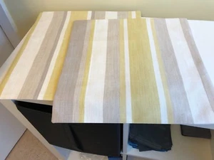ONE HANDMADE REVERSIBLE CUSHION COVER IN LAURA ASHLEY AWNING STRIPE CAMOMILE - Picture 1 of 1