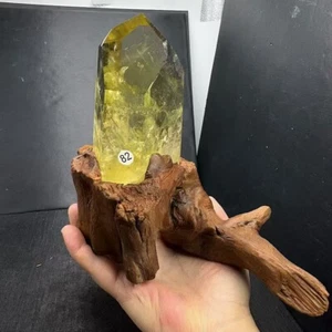 860g A+++ Natural Citrine Quartz Obelisk Crystal Wand Point Reiki Tower + stand - Picture 1 of 8
