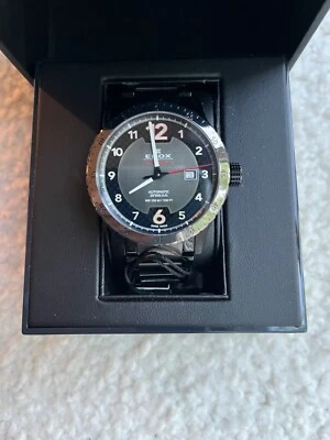 Reloj automático para hombre EDOX acero inoxidable esfera negra 80094-37GNM-NR1 Foto 1 de 4