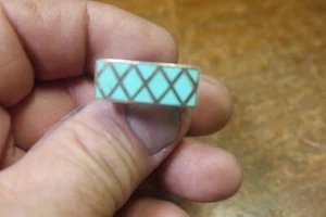 Vintag Sterling Silver Ornate High Profile Block Turquoise Ring Size 6.75 lot 21 - Picture 1 of 4