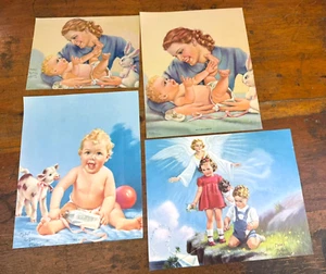 4 Vintage C.1955 Calendar Prints MABEL ROLLINS HARRIS Babies, Children, Mother - Picture 1 of 8