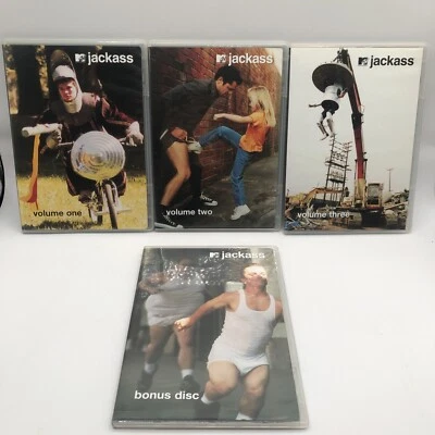 Jackass Volume 1, 2, 3, Bonus DVD Lot (TV Series) One + Two + Three + Bonus Good Foto 1 de 4