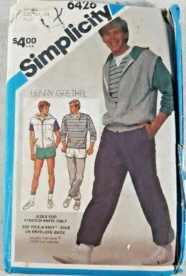 Simplicity Pattern 6426 Men's Pull On Hoodie, Pants, Shorts, Top Size  34~36  - Image 1 of 3