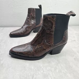 Stivaletti Chelsea Everlane Western in pelle marrone stampa serpente a punta - Foto 1 di 11
