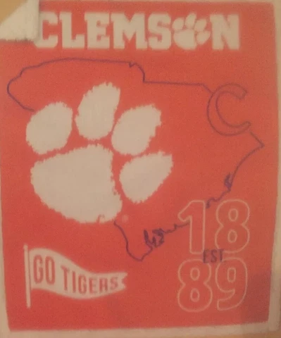 NEW! Clemson University Sherpa Backed Blanket/Throw 70” X 60” Cover