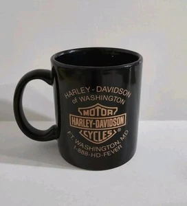 Harley-Davidson Motorcycles FT Washington MD Black Coffee Mug Cup Light Tan Logo - Picture 1 of 18