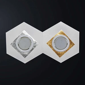 Plafoniera con faretti classica foglia oro argento 2 luci BGA 3408 - Picture 1 of 2