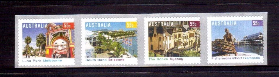 AUSTRALIA 2008 tourist places strip of 4 stickies MUH - Image 1 of 1
