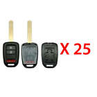 Remote Control Head Key Fob Head Shell 3B Compatible With Honda Ho01 (25 Pack)