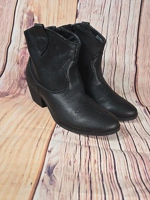 Rampage Women - Size 8M - Black Faux Leather Ankle Zipper Boots Style Foto 1 de 4