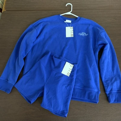 WILO The Label Biker Shorts and Sweatshirt 2PC Set Blue Royal Tennis Tour Small - Image 1 of 4