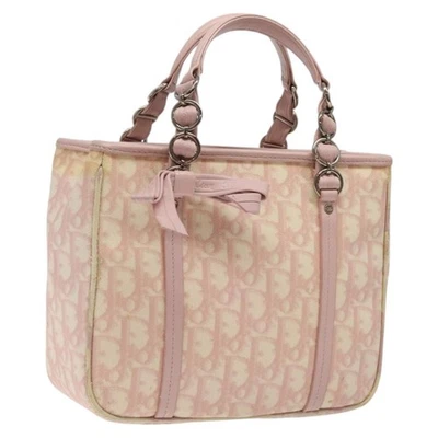 Christian Dior Trotter Canvas Romantic Chain Bag PVC Pink Silver Auth 122553 - Image 1 of 4
