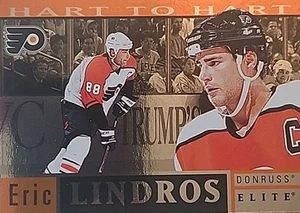 1996-97 DONRUSS ELITE HART TO HART #4 ERIC LINDROS 1451/1995 - Picture 1 of 8