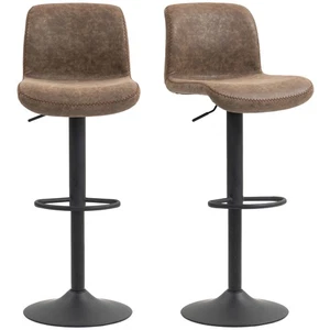 HOMCOM Barstools Set of 2, Dining Stools with Backrest and Footrest, Brown - Picture 1 of 11