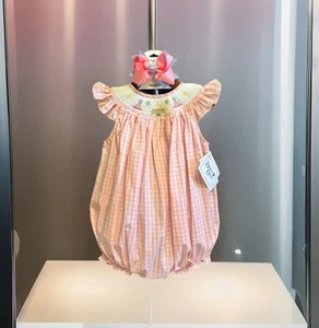 Girls NWT Bailey Boys Smocked Romper Party Birthday Free Bow 18 Months - Picture 1 of 10