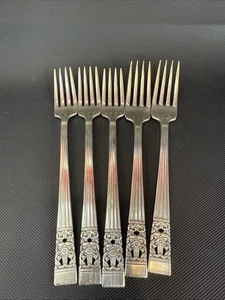 Oneida Community Coronation Silverplate 7 1/4” Dinner Fork Set Of 5 - Picture 1 of 7