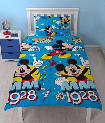Juego de funda nórdica edredón individual azul fresco Disney Mickey Mouse ropa de cama para niños niños Foto 1 de 3