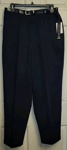 Briggs New York Dress Pants Womens Size 14P Navy Pleated Front Pockets NWT Belt - Picture 1 of 15