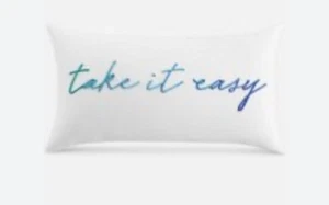 Charter Club White "Take It Easy" Embroidered Decorative Pillow, 12" x 22" - Picture 1 of 4