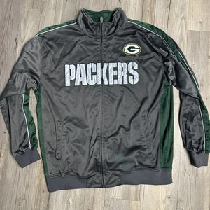 Green Bay Packers Mens 2XL Full Zip Majestic NFL Track Jacket Grey w Green Logo - Picture 1 of 8