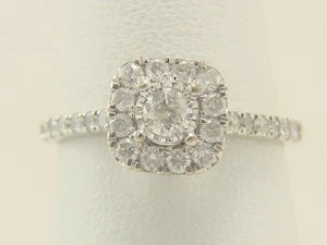 10K White Gold .56ctw Diamond Halo Engagement or Right Hand Ring Size 6.75 - Picture 1 of 12