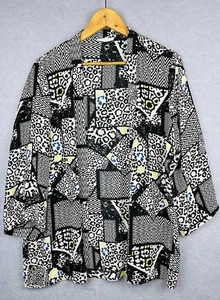 Womens Jacket Seed Lightweight Relaxed Fit 3/4 Sleeve One Size Geometric Pattern - Picture 1 of 10