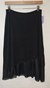 Falda Susan Lawrence Mediana Negra Elastizada Midi Pull On - Imagen 1 de 7