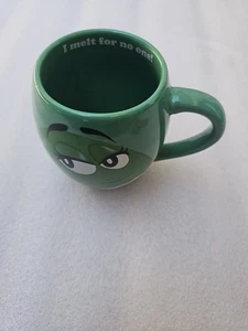 M&M's World 2013 Coffee Tea Mug Cup Green Character Barrel I Melt For No One! 5" - Picture 1 of 5