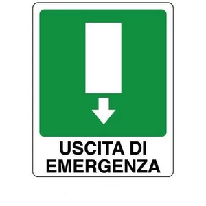ADESIVO SEGNALETICA SICUREZZA uscita di emergenza in basso 200x300 mm - Foto 1 di 1