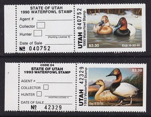 MATT'S STAMPS US SCOTT #5a, #8a UTAH $3.30 STATE WATERFOWL DUCK STAMPS MNH - Picture 1 of 3