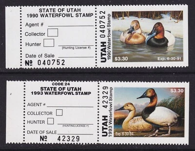 MATT'S STAMPS US SCOTT #5a, #8a UTAH $3.30 STATE WATERFOWL DUCK STAMPS MNH - Image 1 of 3